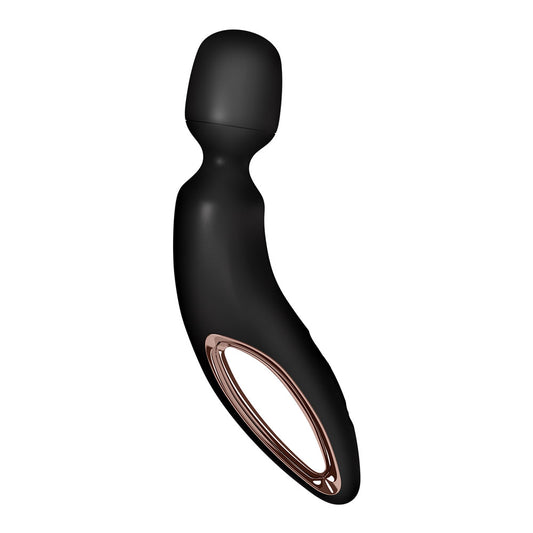 Satisfyer Wand-erland - Black - Black/Rose Gold USB Rechargeable Massage Wand