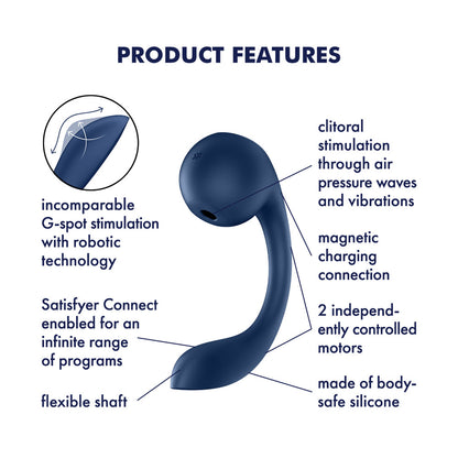 Satisfyer Pro+ Wave 4 - Blue USB Rechargeable Vibrator with Air Pulse Stimulation and App Control