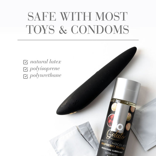 JO Gelato White Chocolate Raspberry Lube - 120 mL - White Chocolate Raspberry Flavoured Water Based Lubricant - 120 ml Bottle