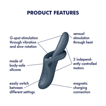 Satisfyer Heat Flex 4 - Grey - Grey USB Rechargeable Heating Vibrator