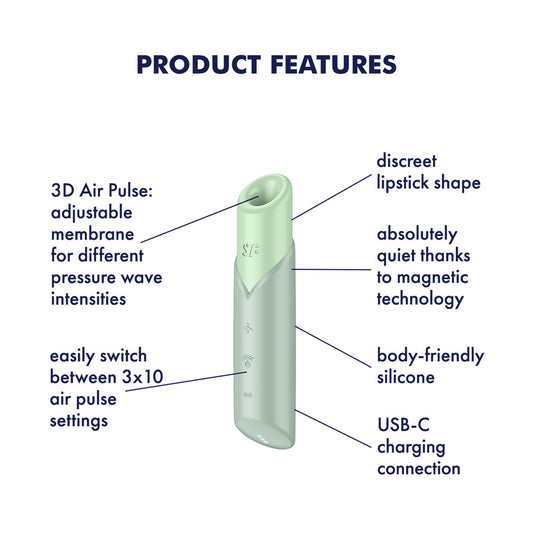 Satisfyer Naughty Kiss - Mint Green USB Rechargeable Air Pulse Stimulator