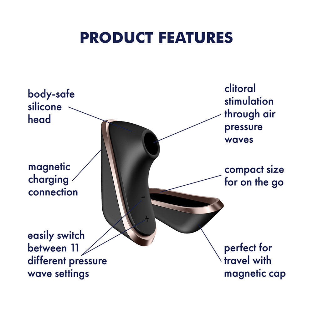 Satisfyer Traveler - Black - Black USB Rechargeable Air Pulse Clitoral Stimulator