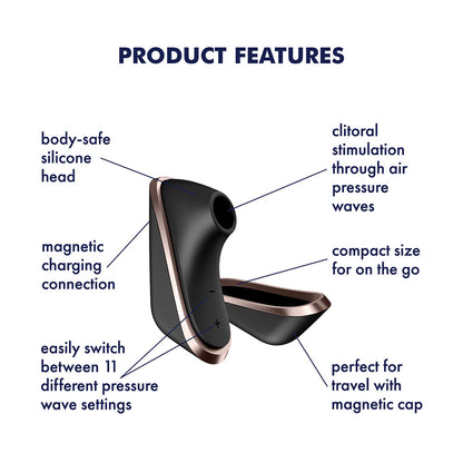Satisfyer Traveler - Black - Black USB Rechargeable Air Pulse Clitoral Stimulator