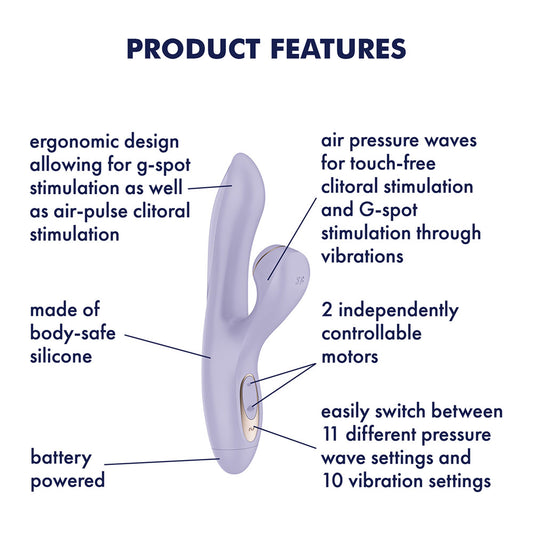 Satisfyer Pro + G-Spot - Battery Series - Lavender Vibrator with Air Pulse Clitoral Stimulator