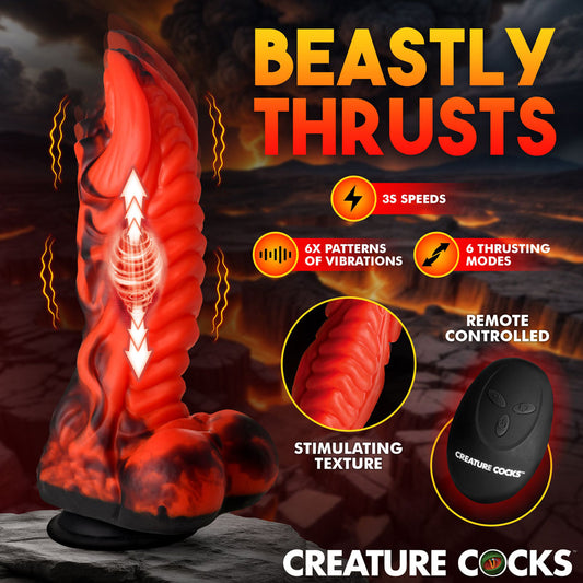 Creature Cocks Dragon Thrust - Red 24.1 cm USB Rechargeable Thrusting & Vibrating Fantasy Dildo with Remote