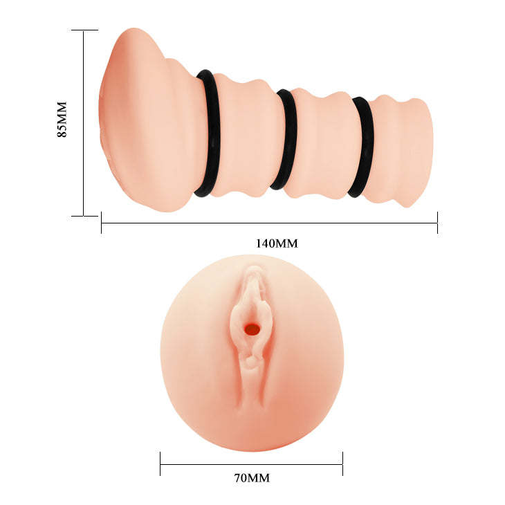 CRAZY BULL ROSSI Vagina Stroker - Flesh Vagina Stroker with Tightening Rings