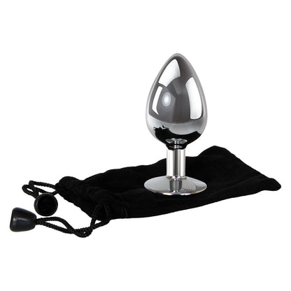 Adam & Eve Clear Gem Anal Plug - Large - Metallic 9.5 cm Large Butt Plug with Clear Gem Base
