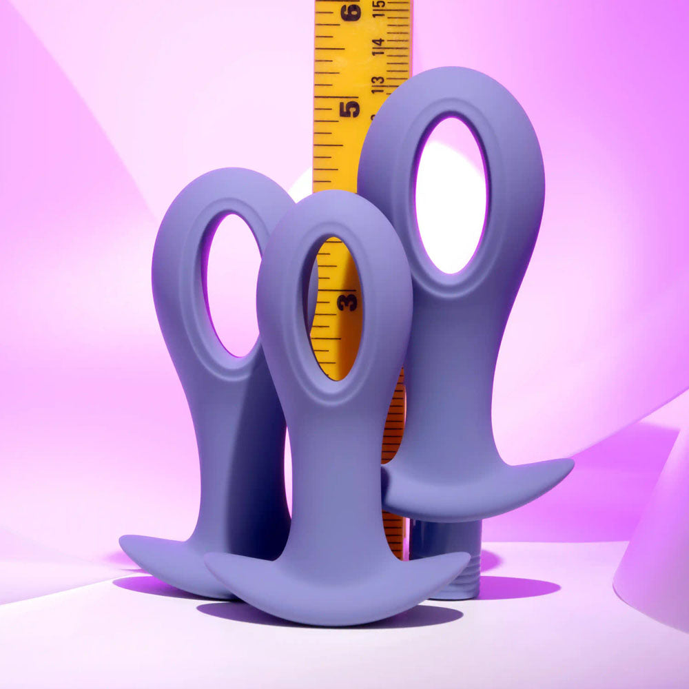 Evolved HOLE PUNCH PLUG SET - Purple Butt Plugs with Interchangeable Bullet - Set of 3 Sizes