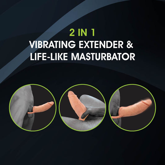 Extendor+ - Flesh 2 Inch Vibrating Penis Extender and Stroker
