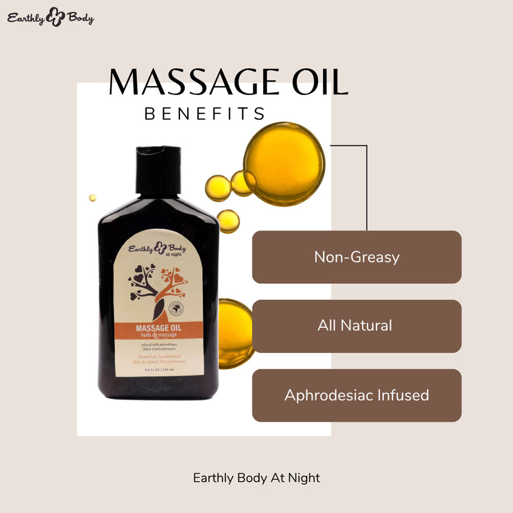 EB Aphrodisiac Massage Oil GRAPEFRUIT SANDALWOOD - 250 ml - Grapefruit Sandalwood Scented Massage Oil - 250 ml Bottle