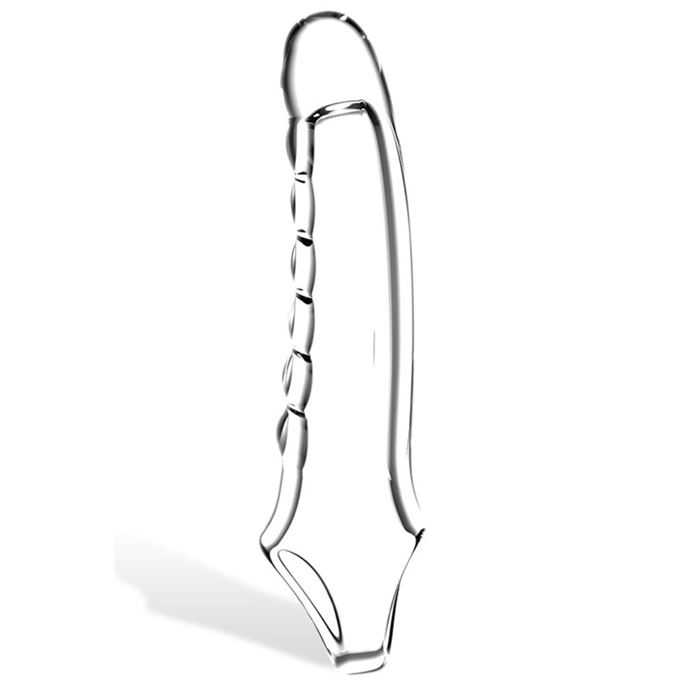 Adam & Eve Ridged Rider - Clear 22.9 cm Penis Extension Sleeve