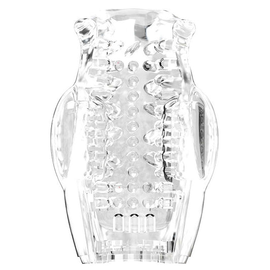 Adam & Eve PLEASURE PRO 3000 - Clear/Red USB Rechargeable Thrusting & Rotating Auto Stroker