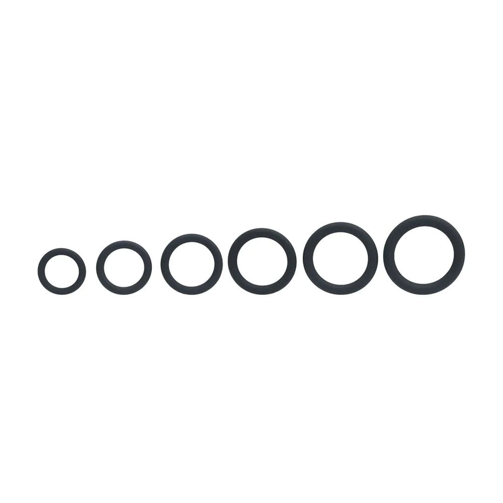LEVELZ Classic Silicone Cock Ring Set of 6 - Black Cock Rings - Set of 6 Sizes