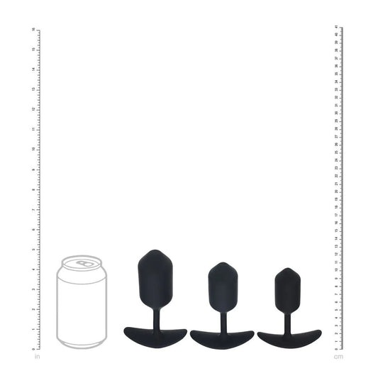 LEVELZ Silicone Weighted Anal Plug Training Set - Black Weighted Butt Plugs - Set of 3 Sizes