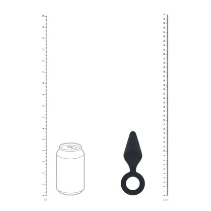 LEVELZ Silicone Anal Plug with Loop - Medium - Black - Black Medium Butt Plug