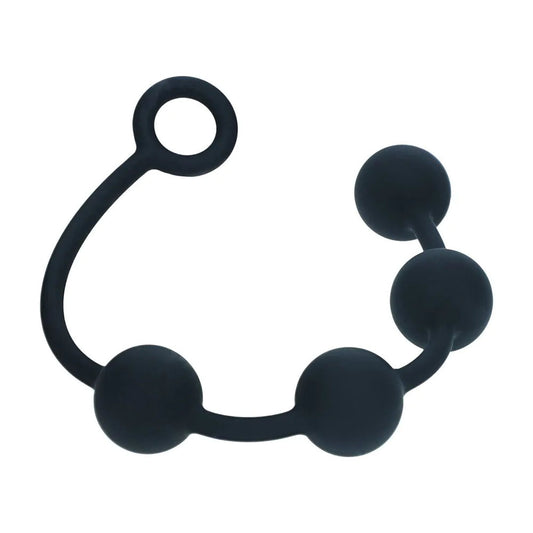 LEVELZ Round Silicone Anal Balls - L - 40mm - Black 40.5 cm Large Anal Beads