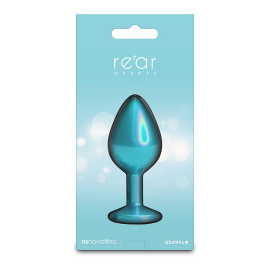 Rear Assets Iridescent - Medium - Teal - Iridescent Teal 8.2 cm Medium Butt Plug