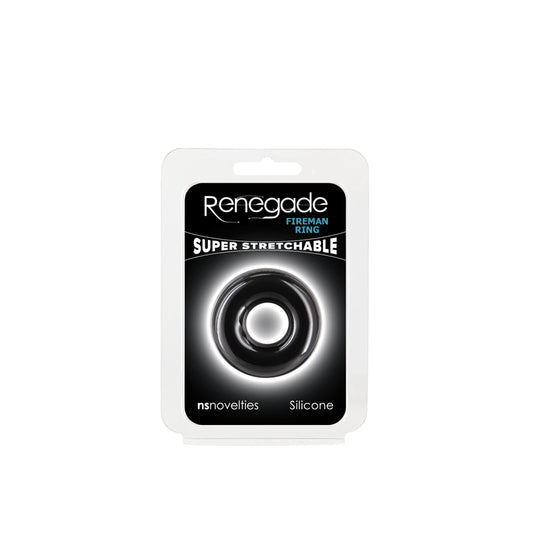 Renegade Fireman Ring - Small - Black - Black Small Cock Ring