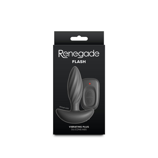 Renegade Flash - Black - Black 10.3 cm USB Rechargeable Vibrating Butt Plug
