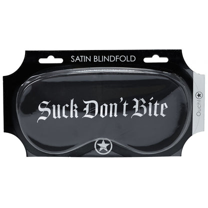 OUCH! Satin Mask - Suck Don't Bite - Black Printed Eye Mask