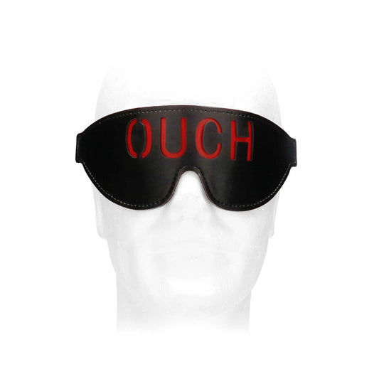 OUCH! Black & White Bonded Leather Eye-Mask ''Ouch'' - Black Eye Restraint