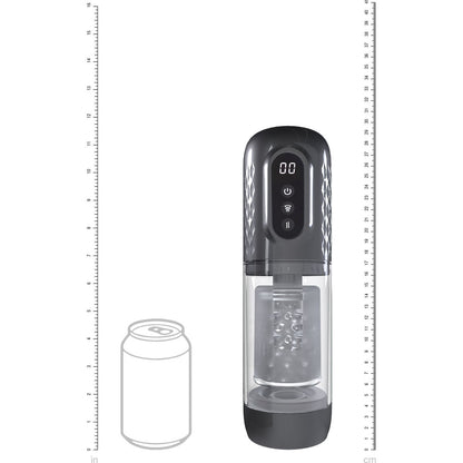 PUMPED Vortex - Gunmetal - Gunmetal Grey/Clear USB Rechargeable Sucking Rotating and Thrusting Auto Masturbator