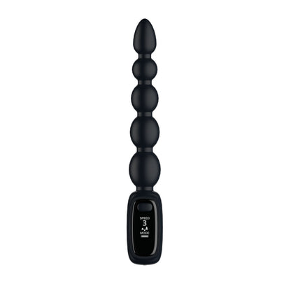 Passion Play Vibrating Anal Beads with LED Screen - Black 23 cm USB Rechargeable Vibrating Anal Beads