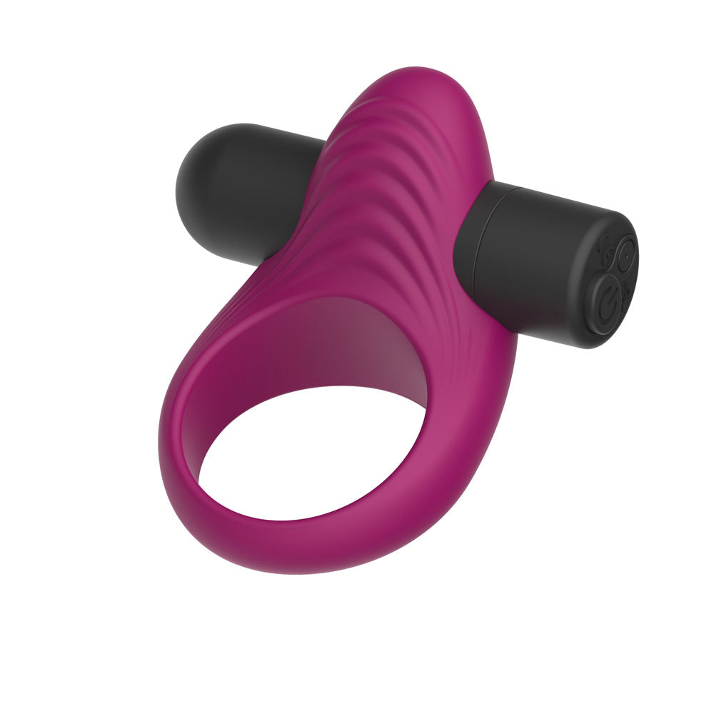 Passion Play Silicone Vibrating Cockring - Purple USB Rechargeable Vibrating Penis Ring