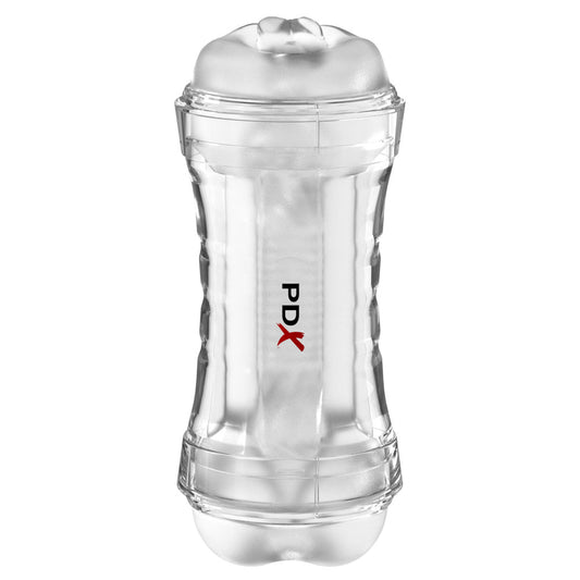 PDX Wet Pussies Super Flip-A-Pussy Over - Clear - Clear Dual Ended Self Lubricating Stroker (Vagina & Ass)