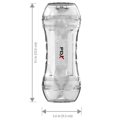 PDX Wet Pussies Super Flip-A-Pussy Over - Clear - Clear Dual Ended Self Lubricating Stroker (Vagina & Ass)