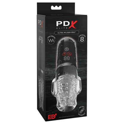 PDX Elite Ultra Milker Pro - Clear USB Rechargeable Vibrating & Sucking Auto Stroker