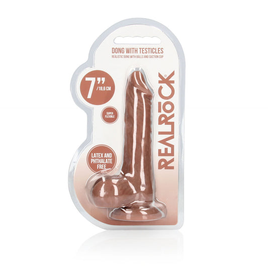REALROCK 7'' Realistic Dildo With Balls - Tan - Tan 17.8 cm Dong