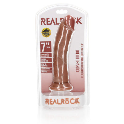 REALROCK Realistic Regular Curved Dildo with Suction Cup - 18 cm - Tan 18 cm (7'') Dong