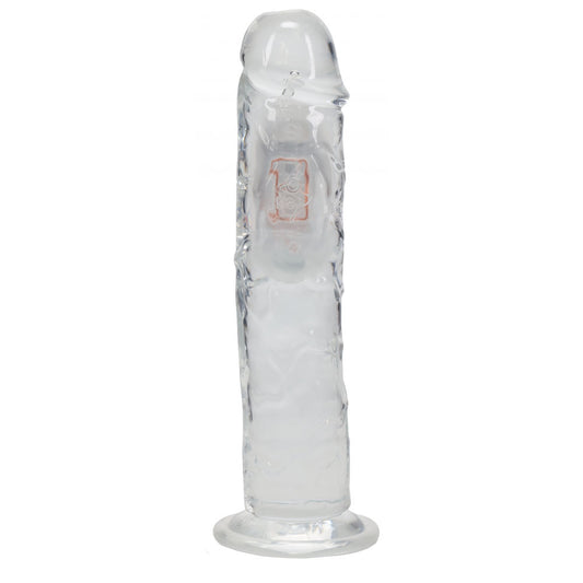 REALROCK 8'' No Balls Wireless Rechargeable LED Vibrating Dong - Clear with LED 22 cm USB Rechargeable Vibrating Dong with Remote