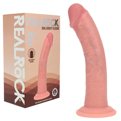 REALROCK Dual Density Silicone 8'' Curved Dildo - Flesh - Flesh 20.5 cm Dildo