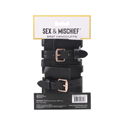 Sex & Mischief Brat Handcuffs - Black/Rose Gold Restraints
