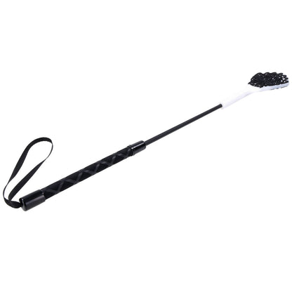 Sex & Mischief Lace Silicone Crop - Black/White 50 cm Crop Whip