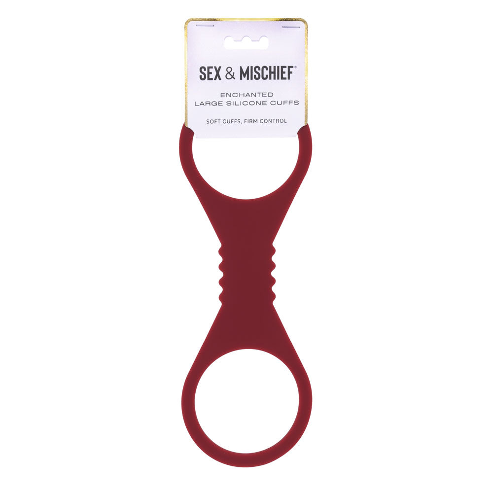 Sex & Mischief Enchanted Large Silicone Cuffs - Burgundy Large Restraints