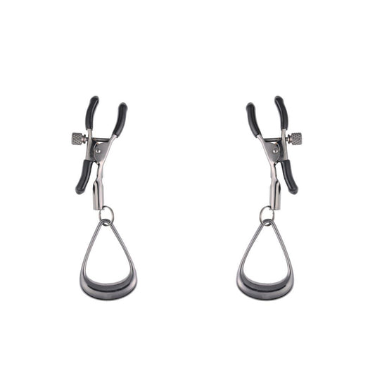 SPORTSHEETS Velvet Noir Tuggable Nipple Clamps - Gunmetal Adjustable Nipple Restraints