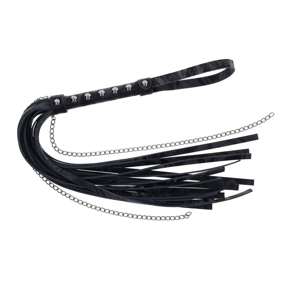 SPORTSHEETS Velvet Noir Chain Flogger - Black 43 cm Flogger Whip