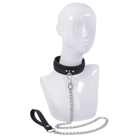 SPORTSHEETS Signature Midnight Muse Collar & Leash - Black Adjustable Restraint